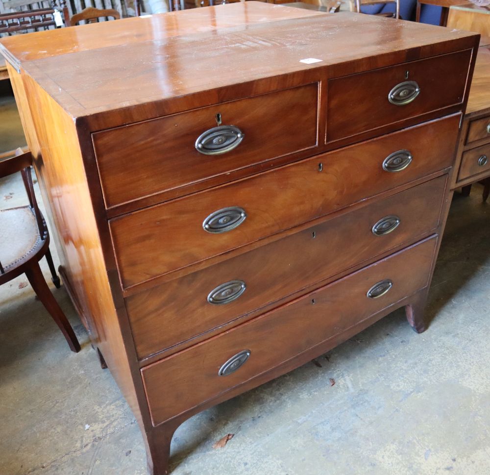 A Regency mahogany straight front chest of five drawers, width 107cm